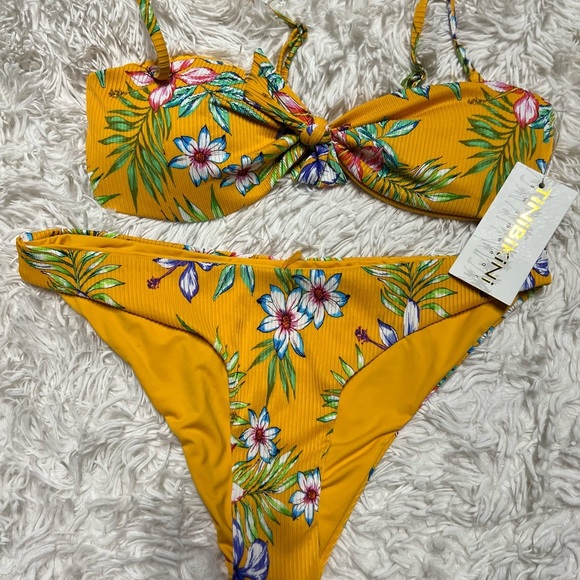 💛💛NWT- CUTE TINIBIKINI SWIMWEAR YELLOW WITH FLORAL BIKINI SZ XL💛💛 - Picture 1 of 5